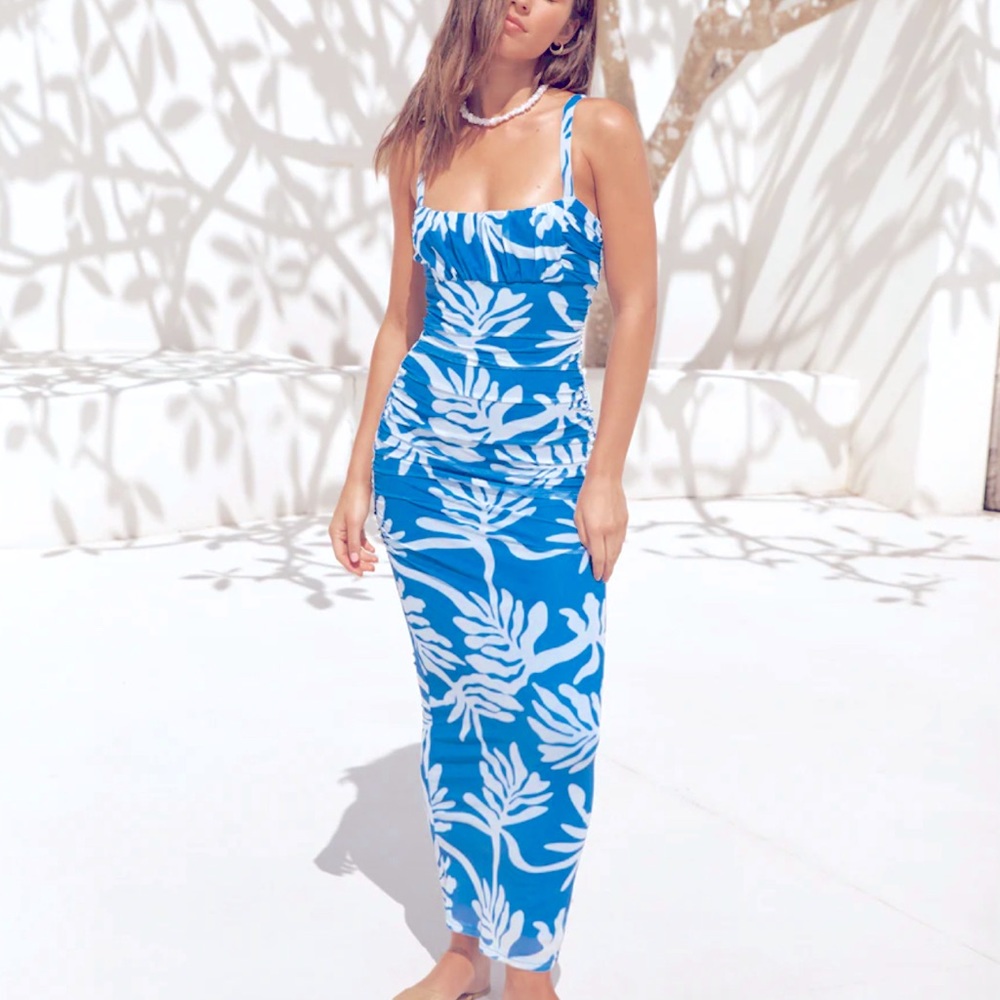 Mesh Maxi Tropical Dress